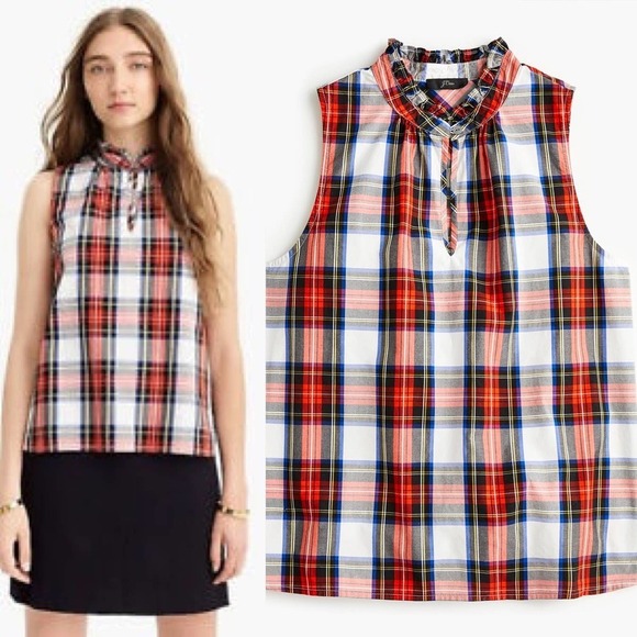 J. Crew Tops - NWT J CREW Sleeveless Tartan Plaid Top, LL0535